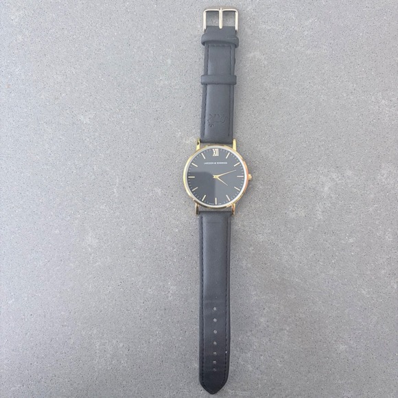 Larsson & Jennings Swiss Made Gold Black Leather Watch 5ATM needs battery main image 7